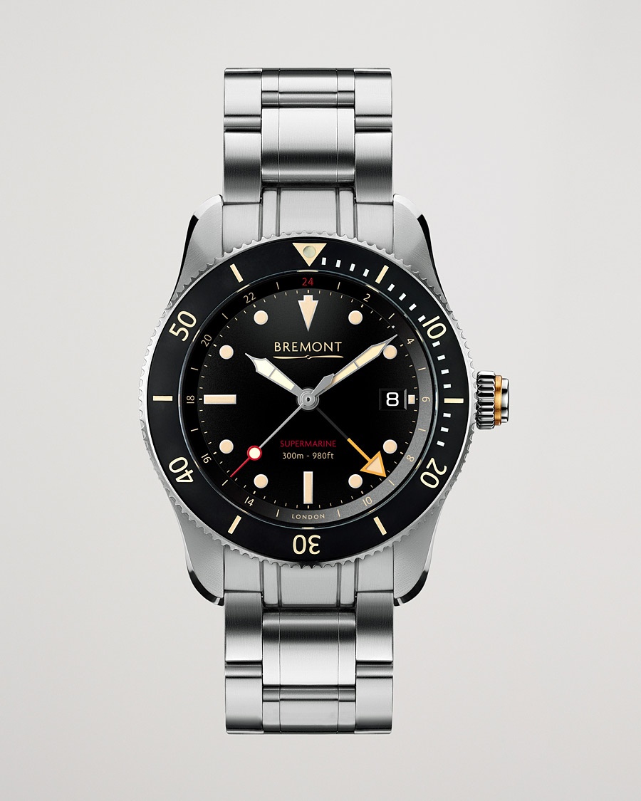  S302 Supermarine GMT 40mm Steel Bracelet Black Dial
