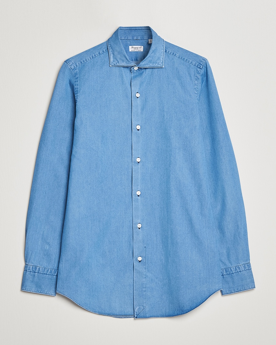 Herren | | Finamore Napoli | Milano Slim Denim Shirt Light Indigo