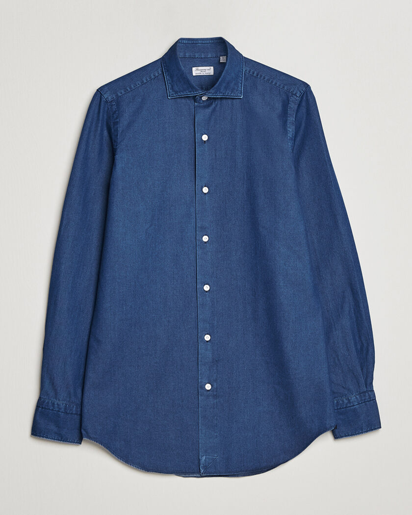 Finamore Napoli Milano Slim Denim Shirt Dark Indigo – Blau