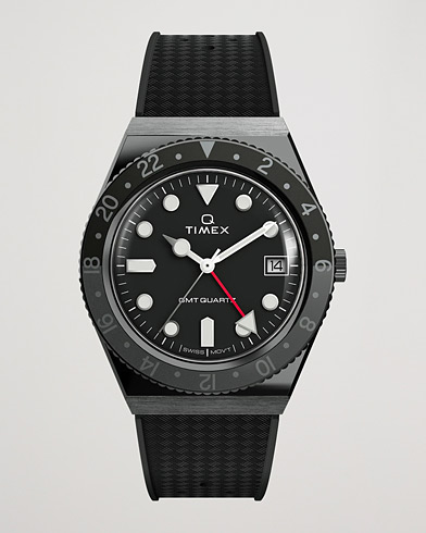 Herren | Timex | Timex | Q Diver GMT 38mm Rubber Strap Black/Grey