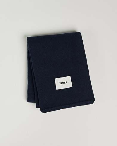 Herren | Decken | Tekla | Merino Wool Blanket Dark Blue
