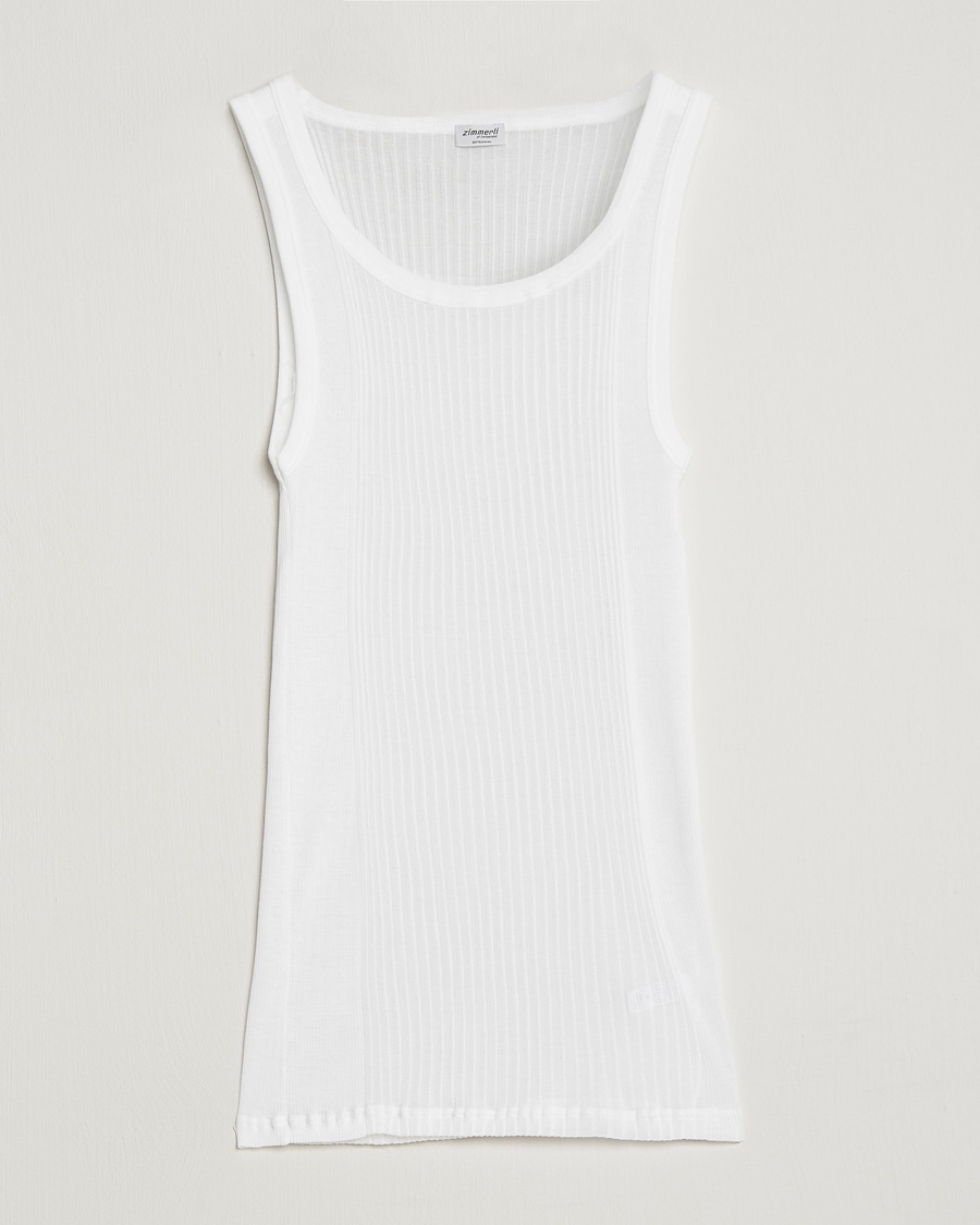 Zimmerli of Switzerland Ribbed Mercerized Cotton Tank Top White - Weiß - Unterhemd - Grösse: XXL
