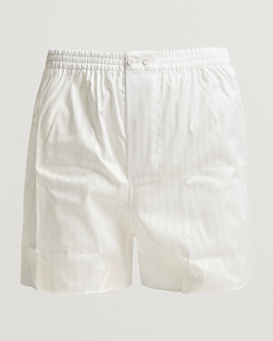 Herren |  | Zimmerli of Switzerland | Mercerized Cotton Boxer Shorts White Stripes