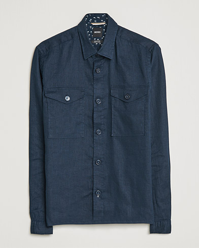 Herren | Hemden | BOSS | Lico Linen Overshirt Dark Blue