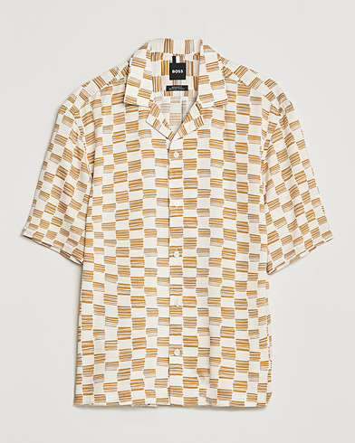 Herren | Kurzarmhemden | BOSS | Lars Printed Resort Collar Short Sleeve Shirt Open Beige