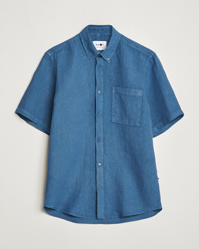 Herren | Kurzarmhemden | NN07 | Arne Linen Short Sleeve Shirt Dust Blue