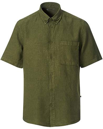 Herren | Kurzarmhemden | NN07 | Arne Linen Short Sleeve Shirt Dark Olive
