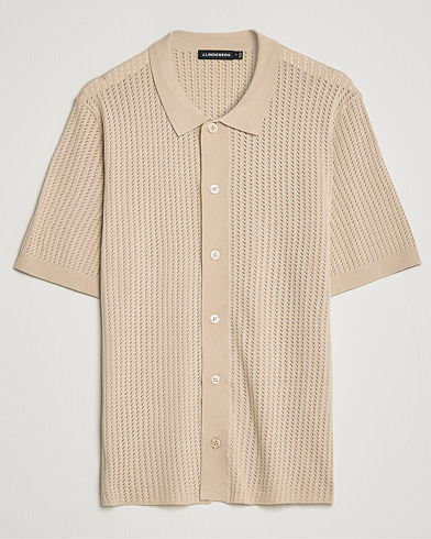 Herren | Kurzarmhemden | J.Lindeberg | Skyler Rayon Silk Knit Shirt Safari Beige