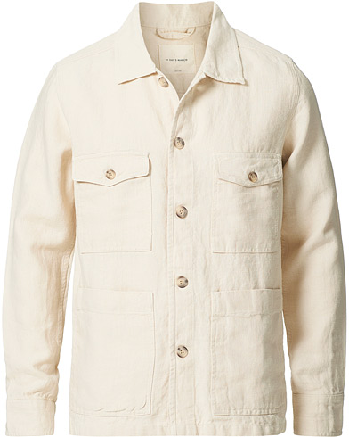 Herren | Sommer-Styles | A Day's March | Heavy Linen Patch Pocket Overshirt Oyster