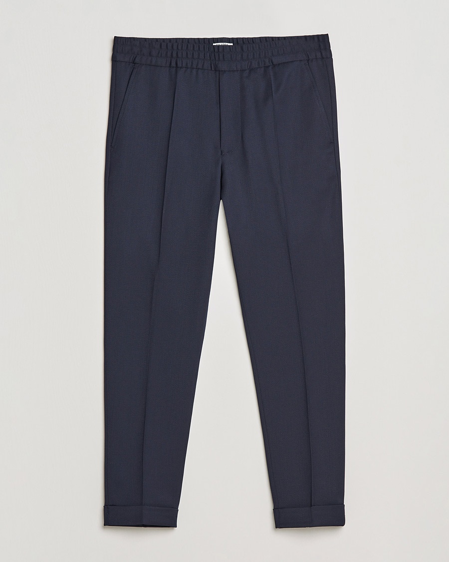 Filippa K Terry Gabardine Cropped Turn Up Trousers Navy – Blau
