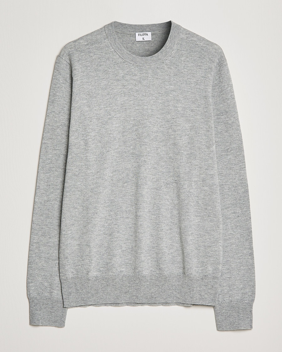 Herren | | Filippa K | Cotton Merino Basic Sweater Light Grey Melange