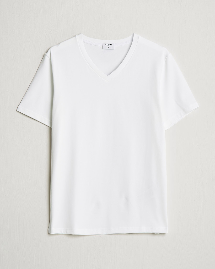 Filippa K Soft Lycra V-Neck Tee White – Weiß