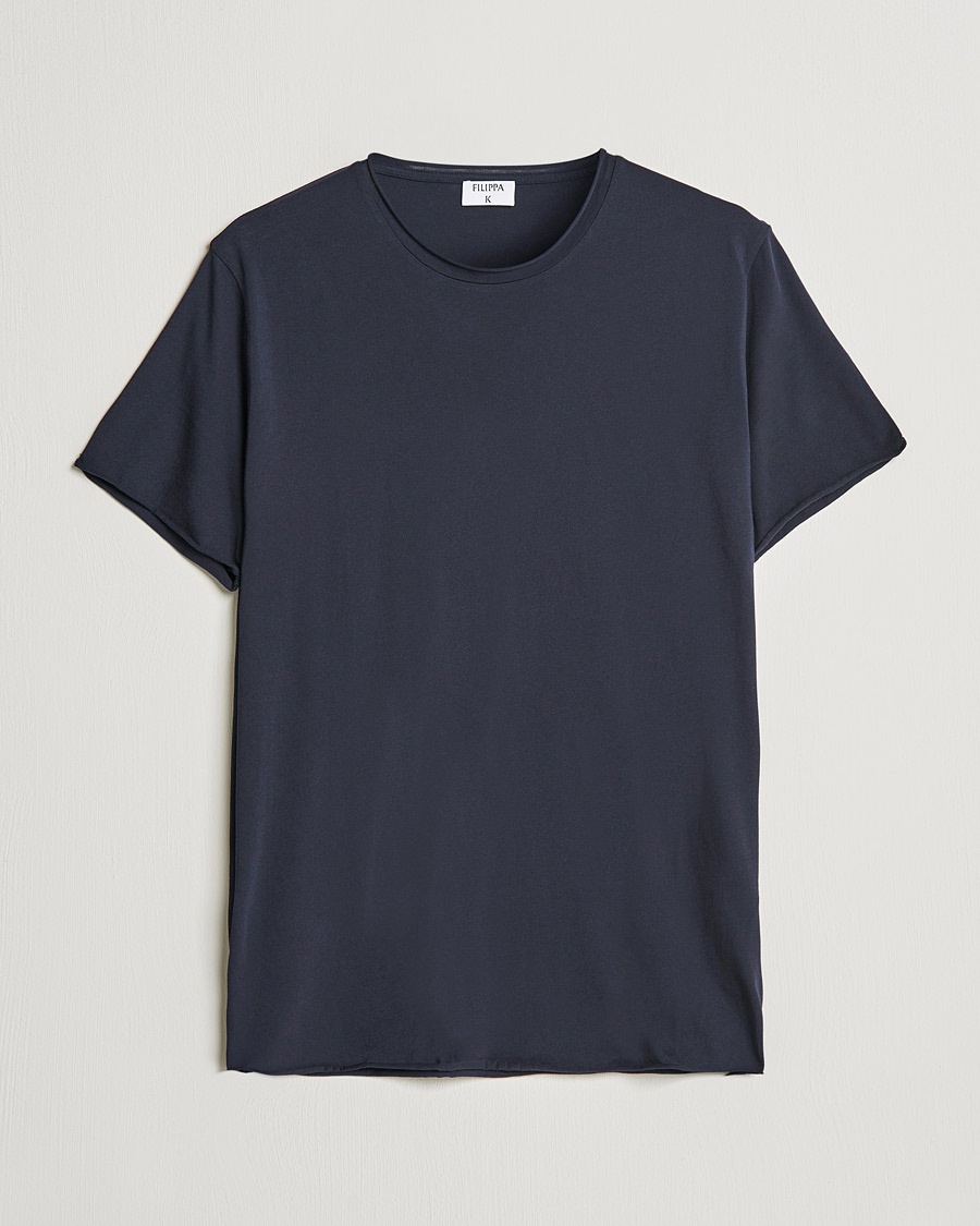 Filippa K Roll Neck Crew Neck Tee Navy – Blau