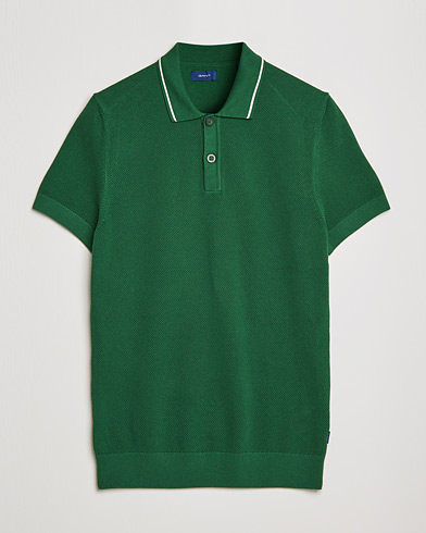 Herren | Kategorie | GANT | Textured Knitted Polo Forest Green