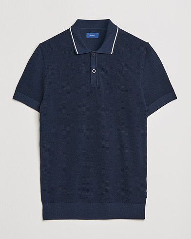 Herren | Poloshirt | GANT | Textured Knitted Polo Evening Blue