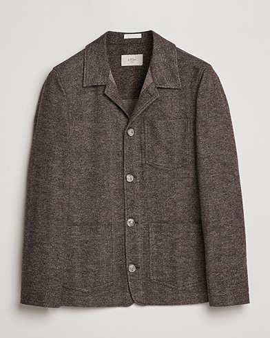 Herren | Hemden | Altea | Herringbone Wool Chore Jacket Brown