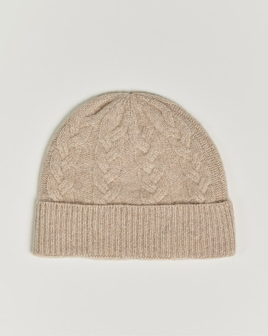Herren | Amanda Christensen | Amanda Christensen | Cashmere Cable Knitted Cap Beige Melange