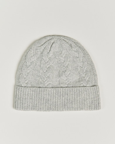 Herren | Amanda Christensen | Amanda Christensen | Cashmere Cable Knitted Cap Light Grey Melange