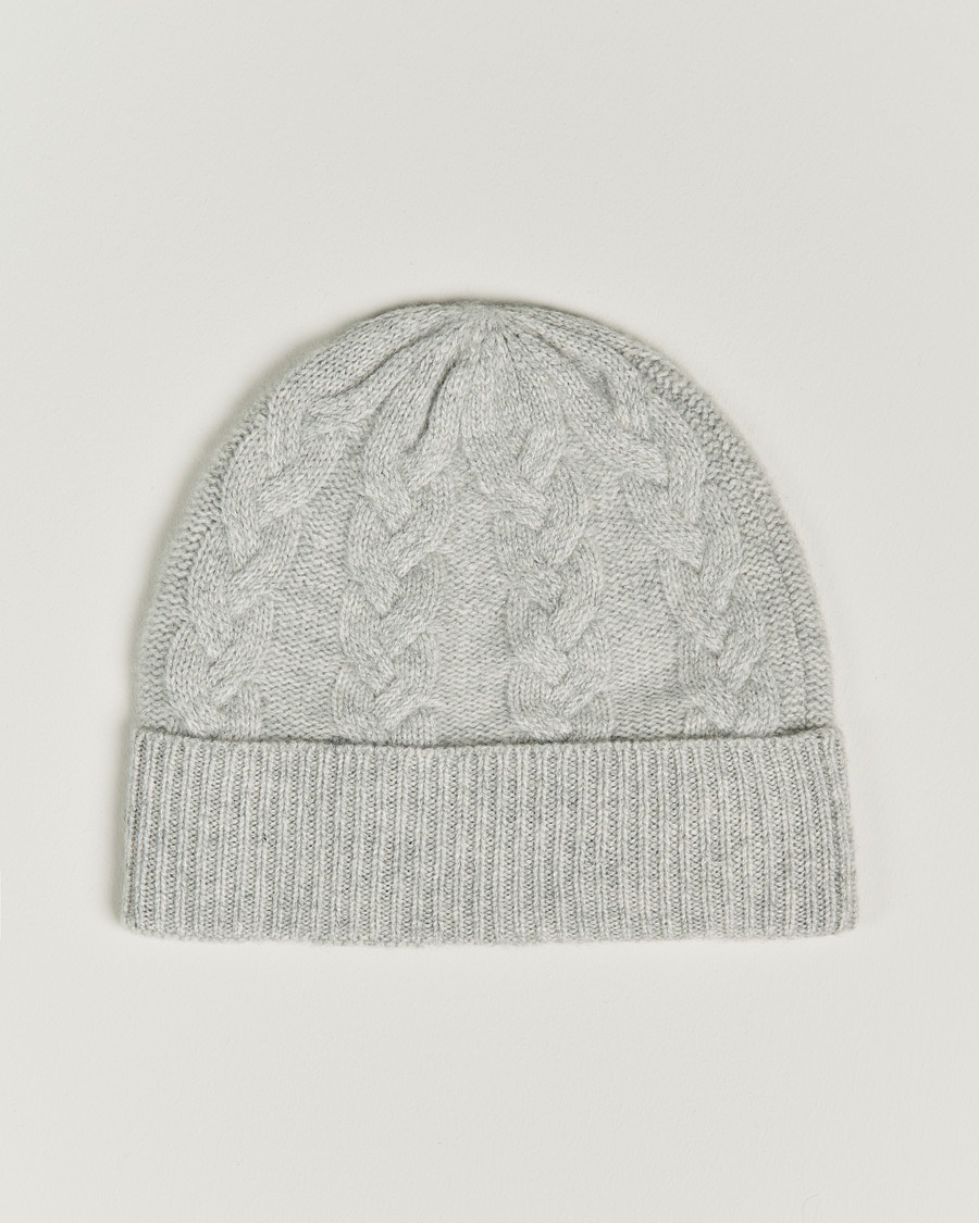 Herren | | Amanda Christensen | Cashmere Cable Knitted Cap Light Grey Melange