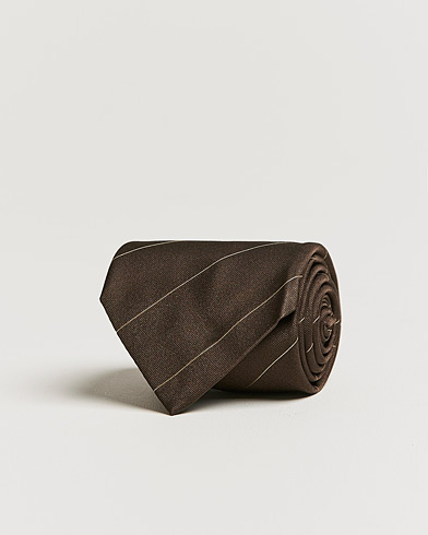 Herren | Italian Department | Brioni | Regimental Stripe Silk Tie Dark Brown