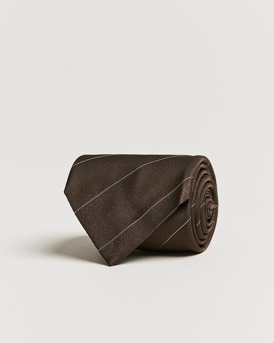 Herren | | Brioni | Regimental Stripe Silk Tie Dark Brown