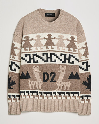 Herren | Weihnachtspullover | Dsquared2 | Llamas Heavy knitted Sweater Beige