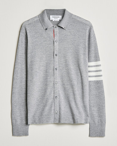 Herren | Kategorie | Thom Browne | Merino Wool Button Down Shirt Light Grey