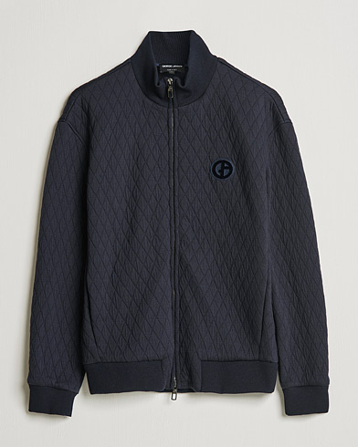 Herren | Full-zip | Giorgio Armani | Diamond Quilted Zip Sweater Navy