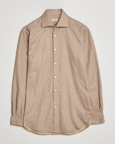 Herren | Flannellhemden | Kiton | Slim Fit Flannel Shirt Beige
