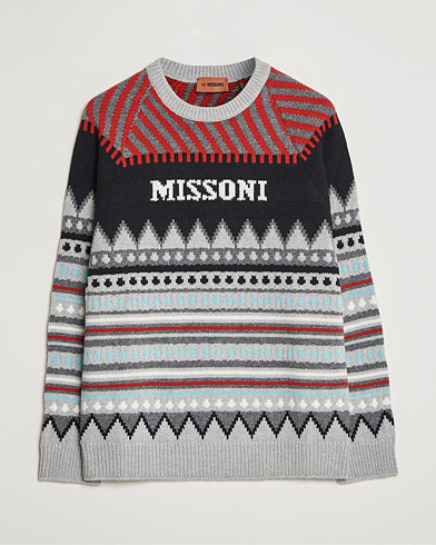Herren | Weihnachtspullover | Missoni | Mountain Calling Jacquard Sweater Grey/Red