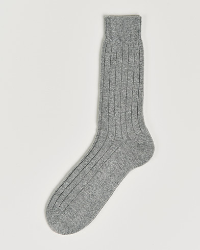 Herren | Socken | Bresciani | Pure Cashmere Ribbed Socks Light Grey