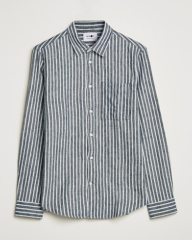 Herren | NN07 | NN07 | Arne Flannel Striped Shirt Blue/White