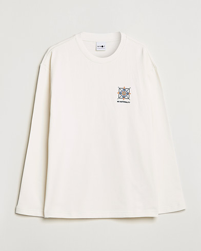 Herren | NN07 | NN07 | Alan Heavy Logo Long Sleeve T-Shirt Off White