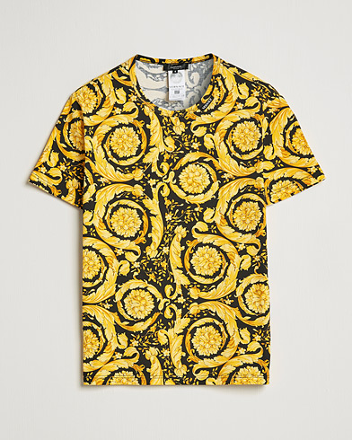 Herren | Kurzarm T-Shirt | Versace | Barocco Print Tee Black/Gold