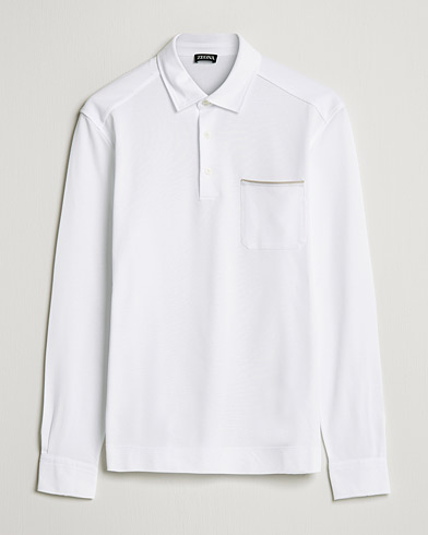 Herren |  | Zegna | Long Sleeve Cotton Piquet Polo White
