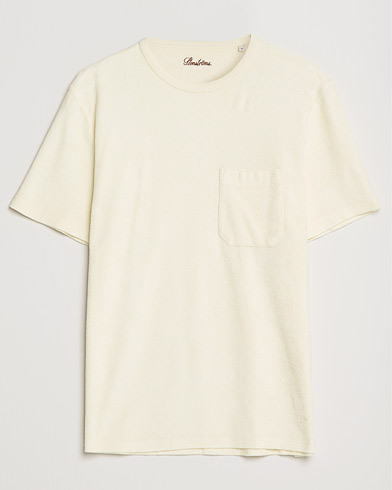 Herren | Kurzarm T-Shirt | Stenströms | Towelling Cotton T-Shirt Cream