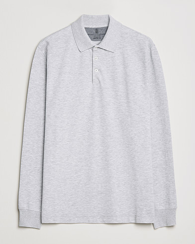 Herren | Langarm-Poloshirts | Brunello Cucinelli | Long Sleeve Polo Light Grey