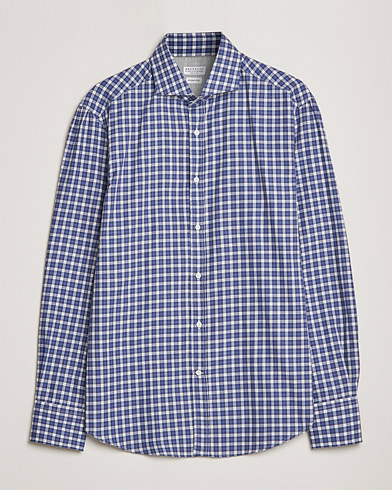 Herren | Freizeithemden | Brunello Cucinelli | Slim Fit Flannel Shirt Navy Check
