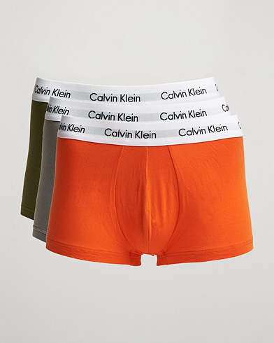 Herren | Unterwäsche | Calvin Klein | Cotton Stretch 3-Pack Low Rise Trunk Grey/Orange/Army