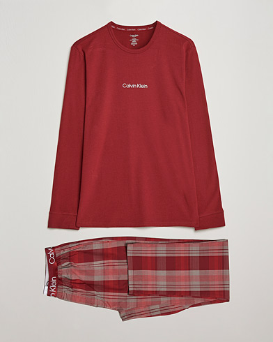 Herren | Schlafanzüge & Bademäntel | Calvin Klein | Logo Long Sleeve Checked Pyjama Set Red