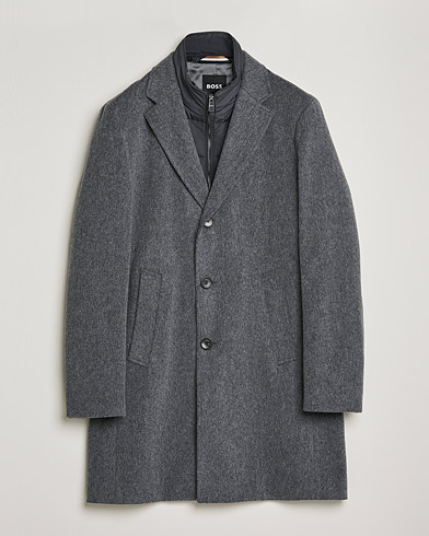 Herren |  | BOSS | Hyde Wool/Cashmere Stand Up Collar Coat Silver