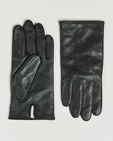 Herren | Business & Beyond | BOSS | Hainz Leather Gloves Black
