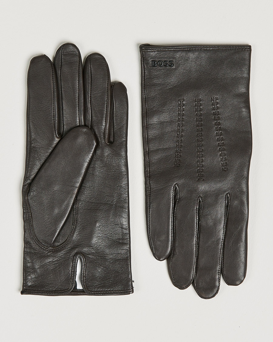 Herren | | BOSS BLACK | Hainz Leather Gloves Medium Brown