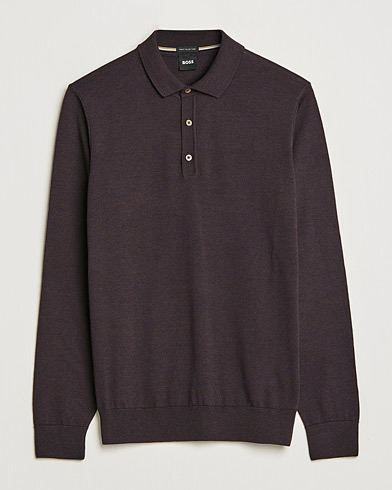 Herren | BOSS | BOSS | Lancione Merino Knitted Polo Medium Brown