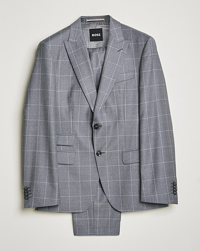 Herren | Anzüge | BOSS | Huge Wool Checked Suit Silver