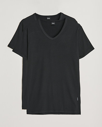 Herren | Schwartze t-shirts | BOSS BLACK | 2-Pack V-Neck Slim Fit T-Shirt Black