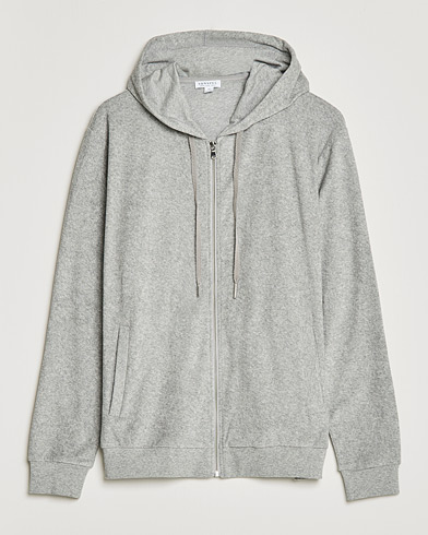 Herren | Treueangebot | Sunspel | Towelling Full Zip Hooded Sweatshirt Grey Melange