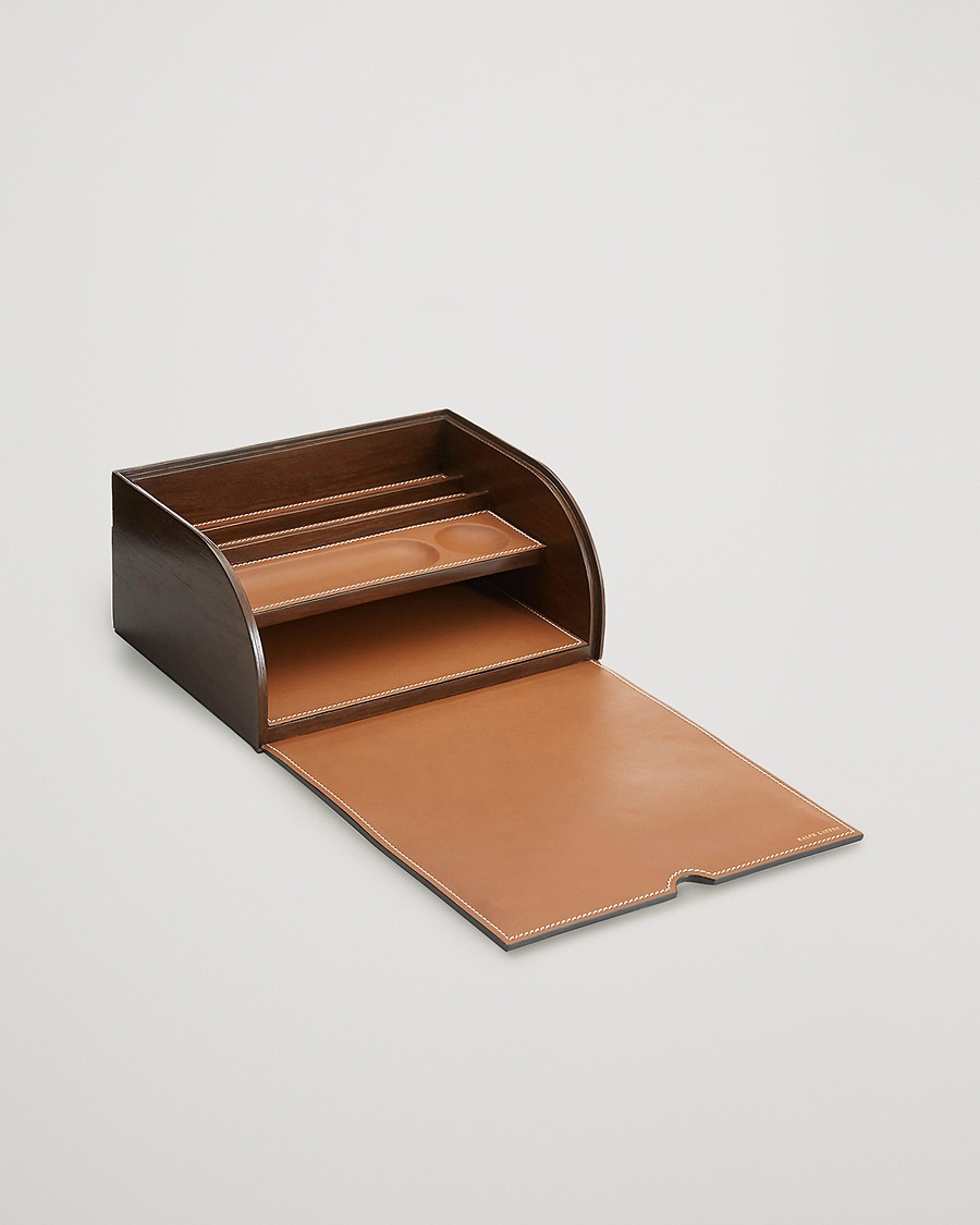 Ralph Lauren Home Brennan Leather Writers Box Saddle Brown