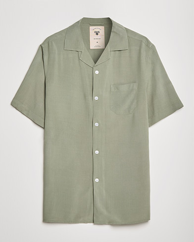 Herren | Hemd | OAS | Viscose Resort Short Sleeve Shirt Green Plain
