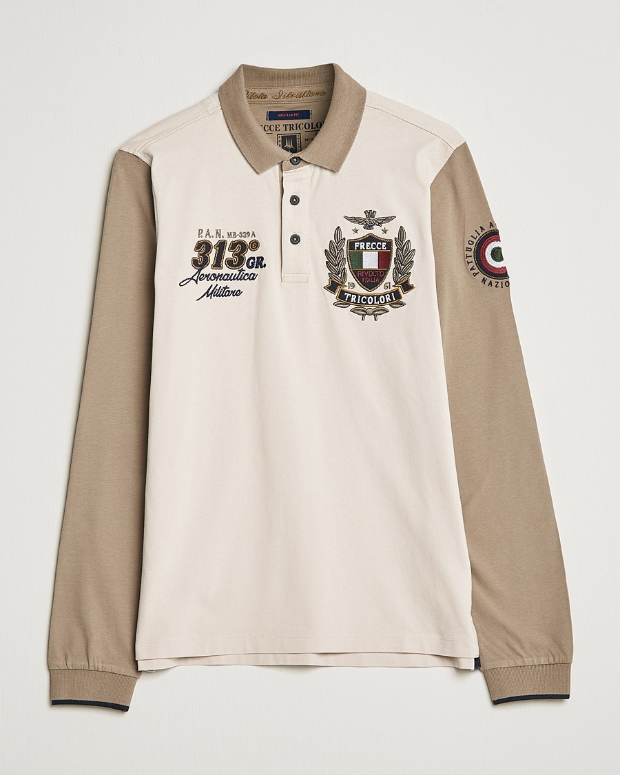 Herren | | Aeronautica Militare | Long Sleeve Logo Polo Tortora